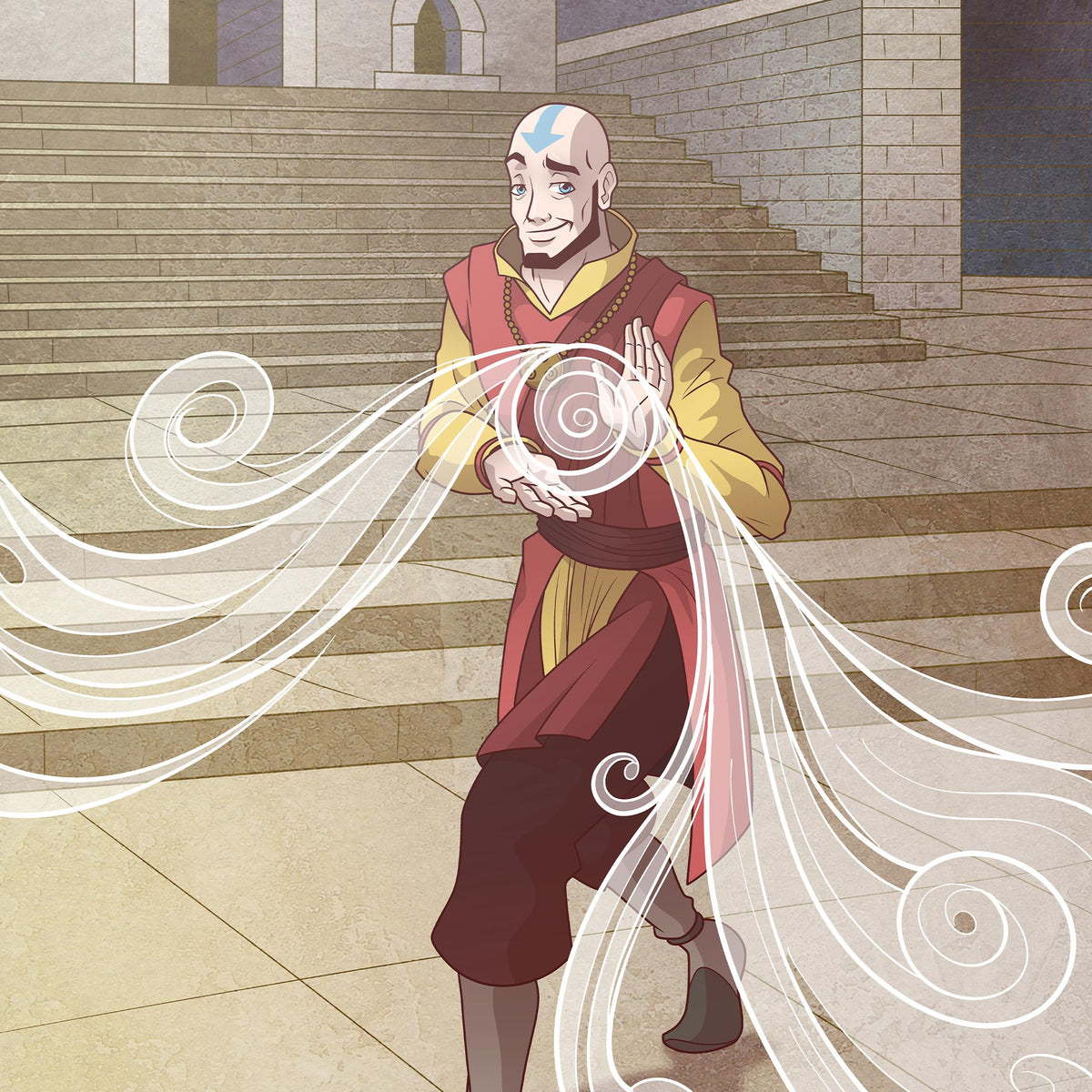 Avatar Aang Adult Airbender Art Print Illustrated by James Art Ville