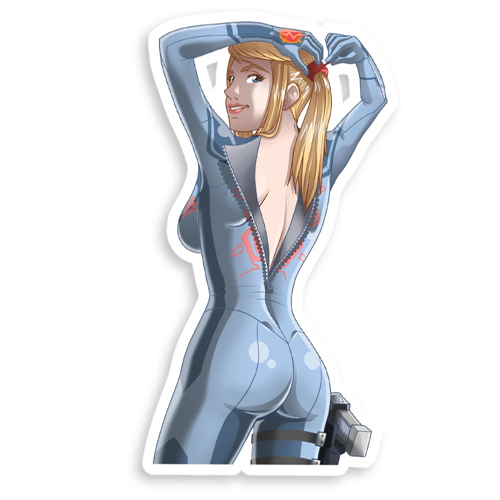 Samus Aran Zipping Up Zero Suit Needs Help 3" Glossy Vinyl Sticker James Art Ville Samus Aran Zipping Up Zero Suit Needs Help 3" Glossy Vinyl Sticker James Art Ville