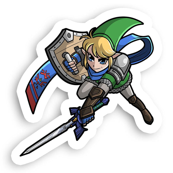 Zelda Link Pixel Vinyl Sticker 3.5 Tall - Includes Two Stickers