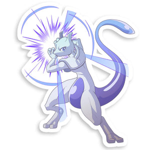 Mewtwo Legendary Psychic Type Pokémon Vinyl Sticker by James Art Ville